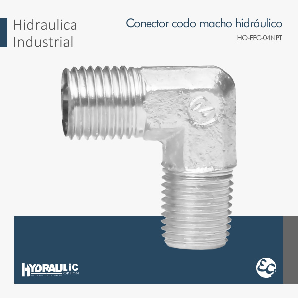 Conector codo macho hidraulico HO-EEC-04NPT