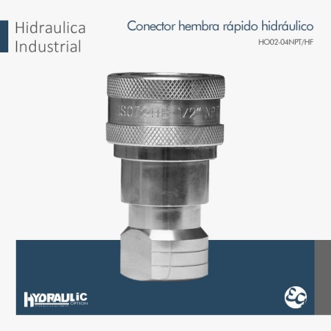 Conector hembra rapido hidraulico HO02-04NPT-HF