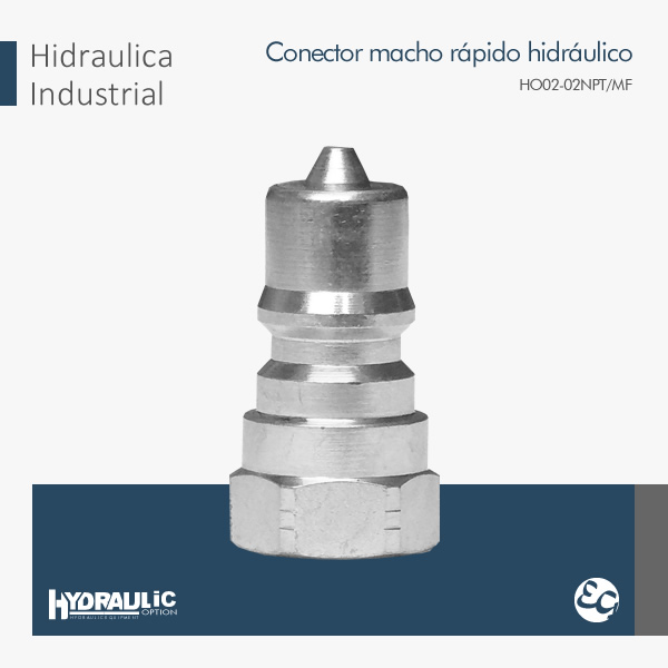 Conector macho rapido hidraulico HO02-02NPT-MF