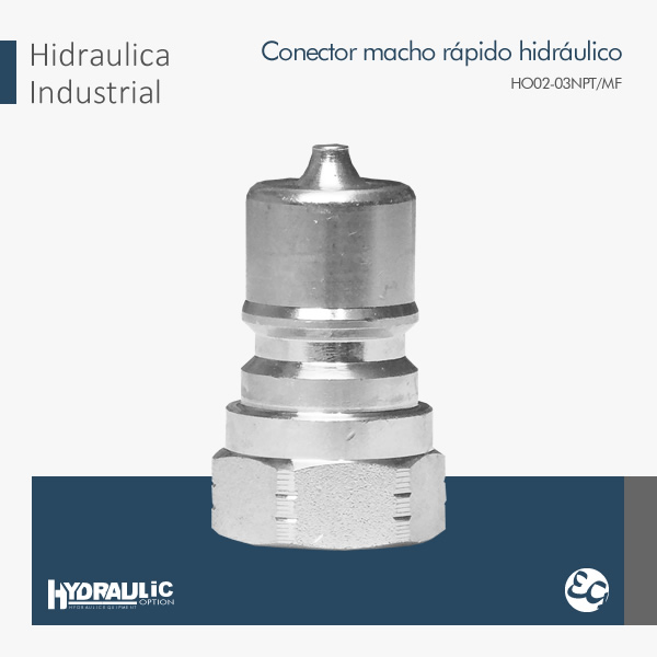 Conector macho rapido hidraulico HO02-03NPT-MF