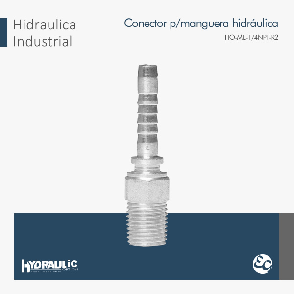 Conector para manguera hidraulico HO-ME-1-4NPT-R2