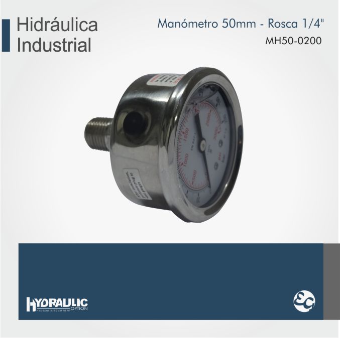 Manometro Hidraulico Industrial MH50-0200 - Hydraulic Option