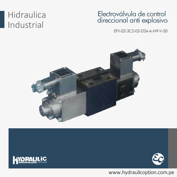 Electrovalvula de control direccional anti explosivo EFV-02-3C2-02-D24-A-N9-V-50 - Hydraulic Option